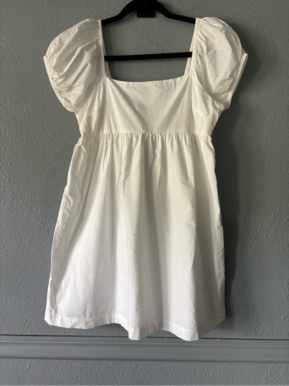 Abound White Cotton Puff Sleeve Babydoll Mini Dress Small